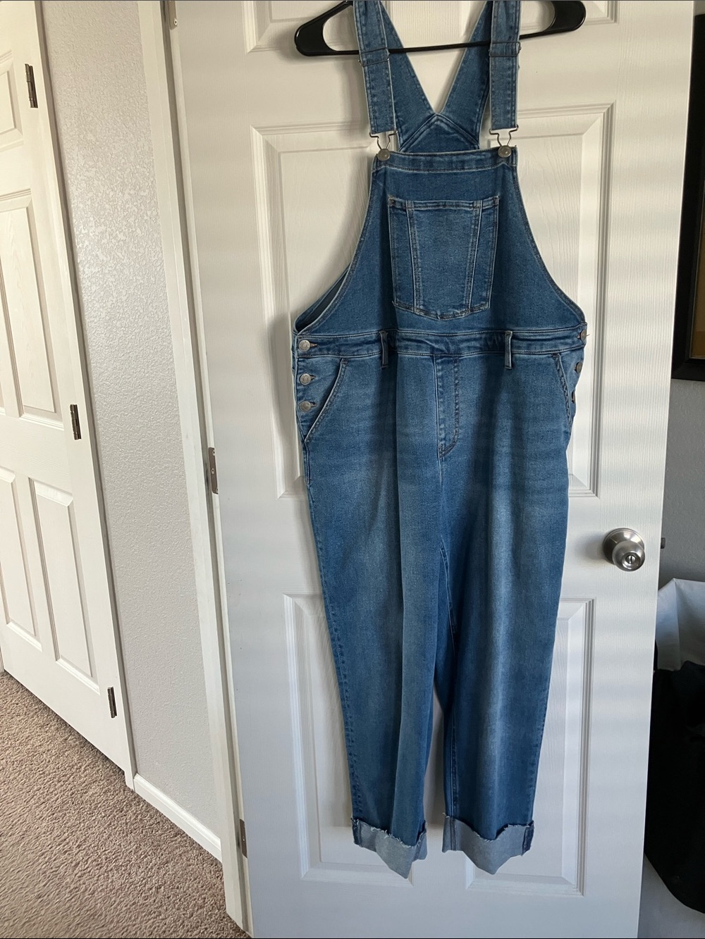 Ava & Viv Medium Blue Denim Straight Leg Women's Overalls
